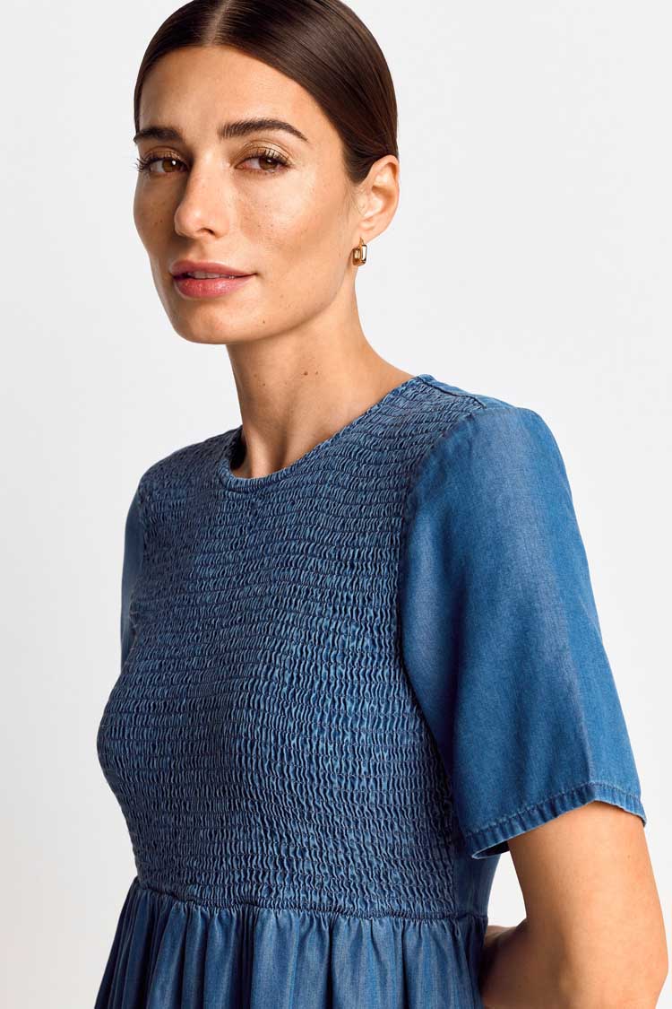 Denim Blue Tencel Midi Dress | FINAL SALE