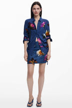 Denim Effect Floral Mini Skirt | FINAL SALE