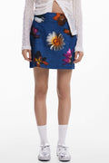Denim Effect Floral Mini Skirt | FINAL SALE
