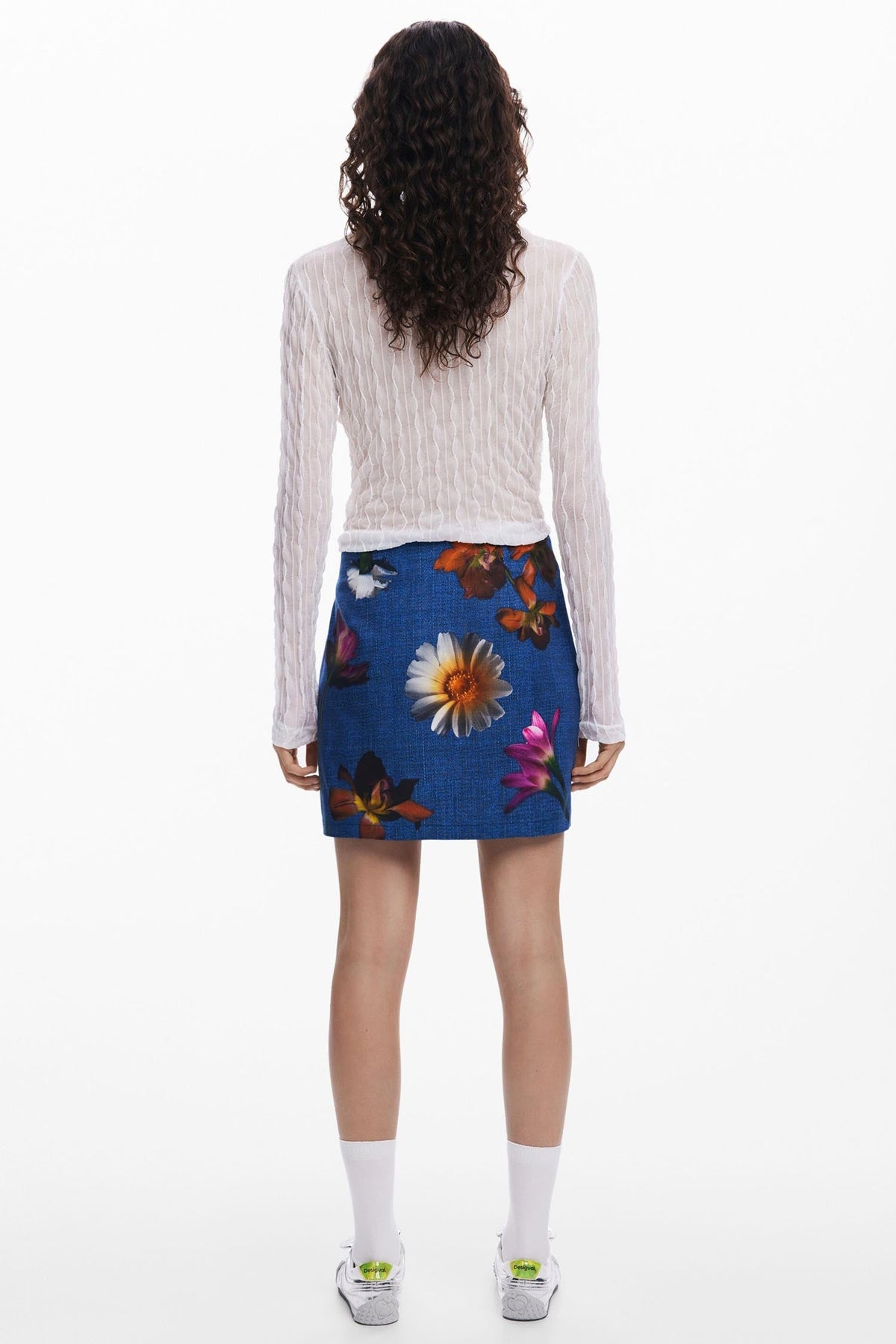 Denim Effect Floral Mini Skirt | FINAL SALE