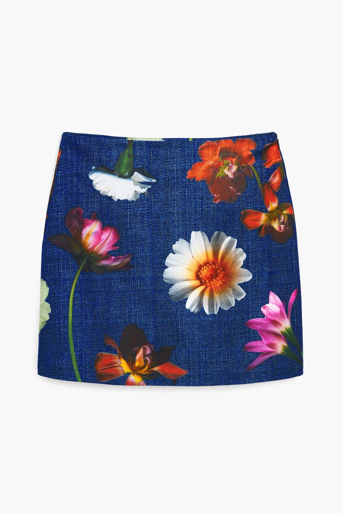 Denim Effect Floral Mini Skirt | FINAL SALE