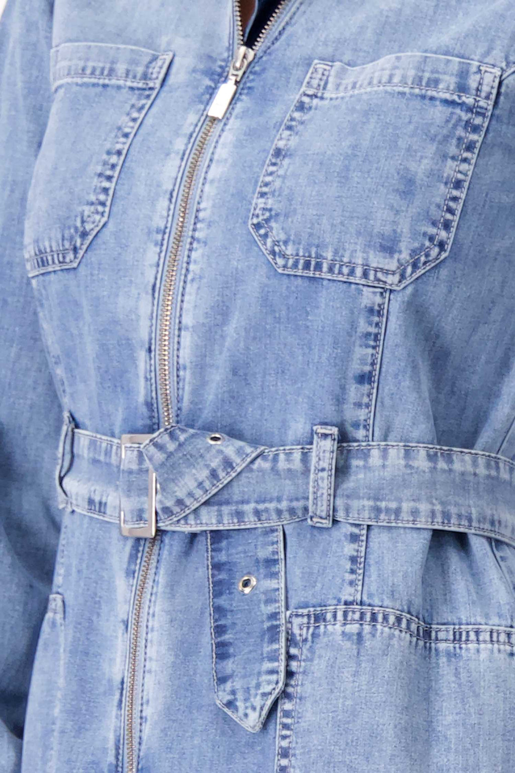 Denim LS Midi Coat Dress