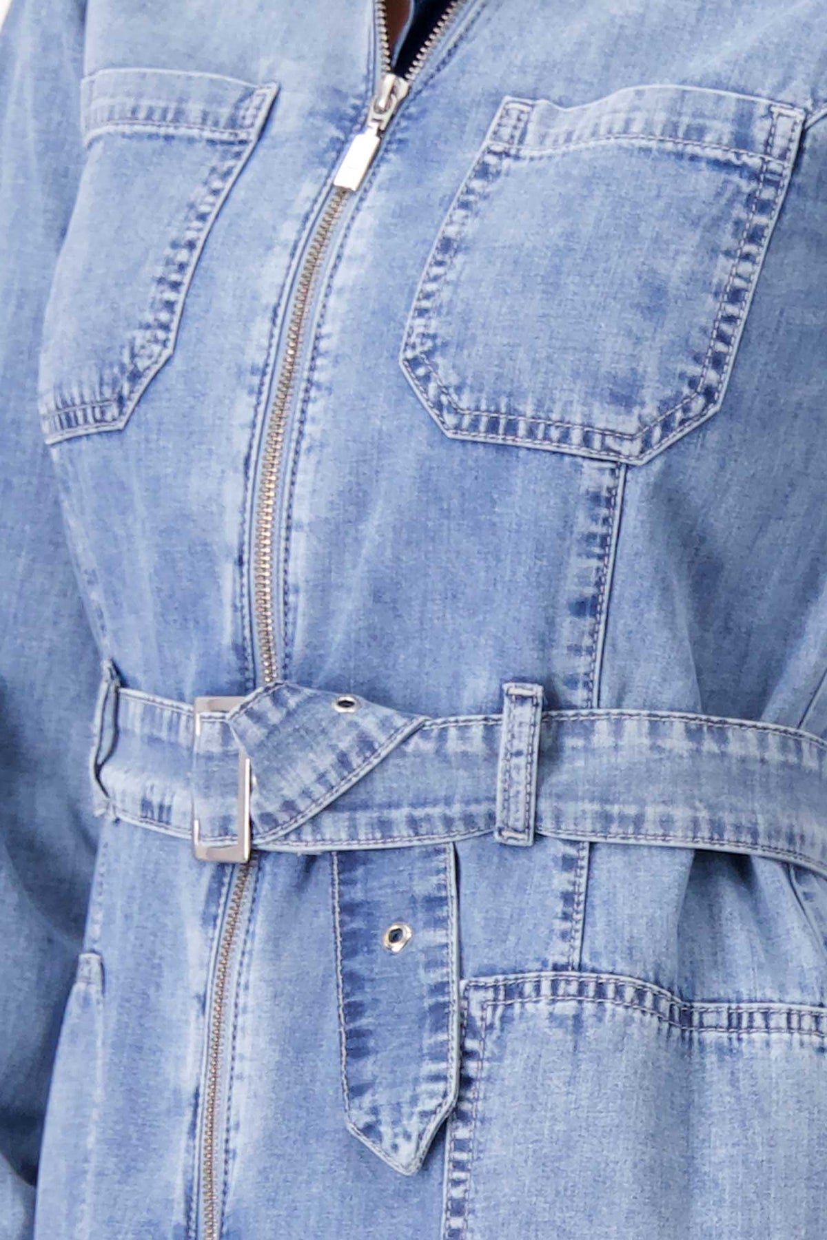 Denim LS Midi Coat Dress