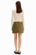 Denim Pockets Mini Skirt in Khaki | FINAL SALE