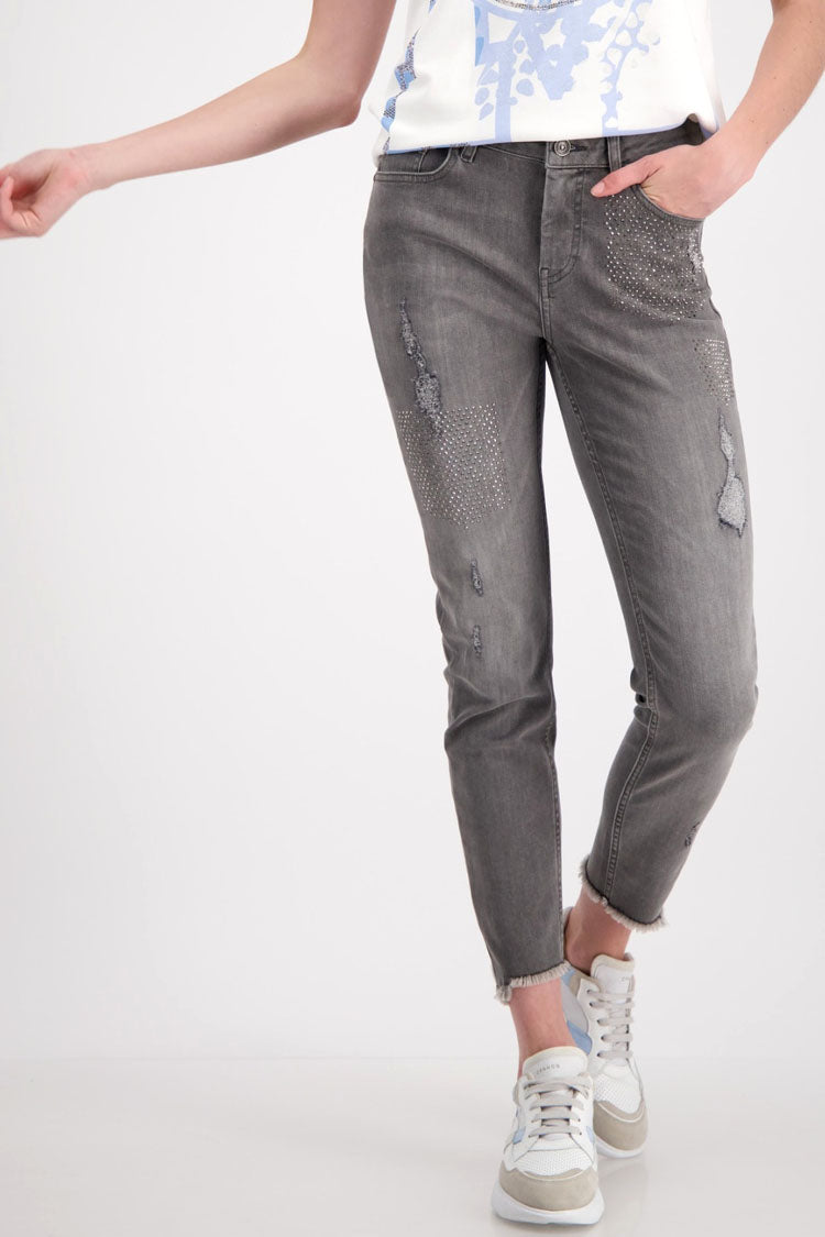 Destroyed Jeans w Rhinestones in Grey | FINAL SALE