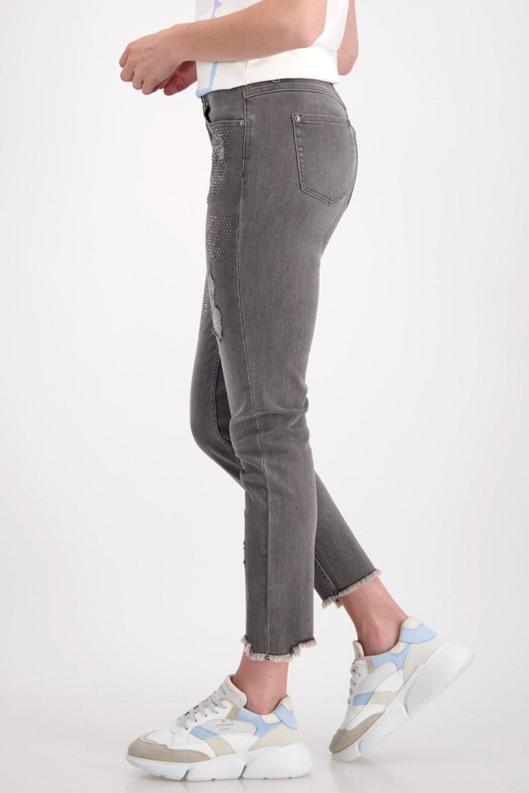 Destroyed Jeans w Rhinestones in Grey | FINAL SALE