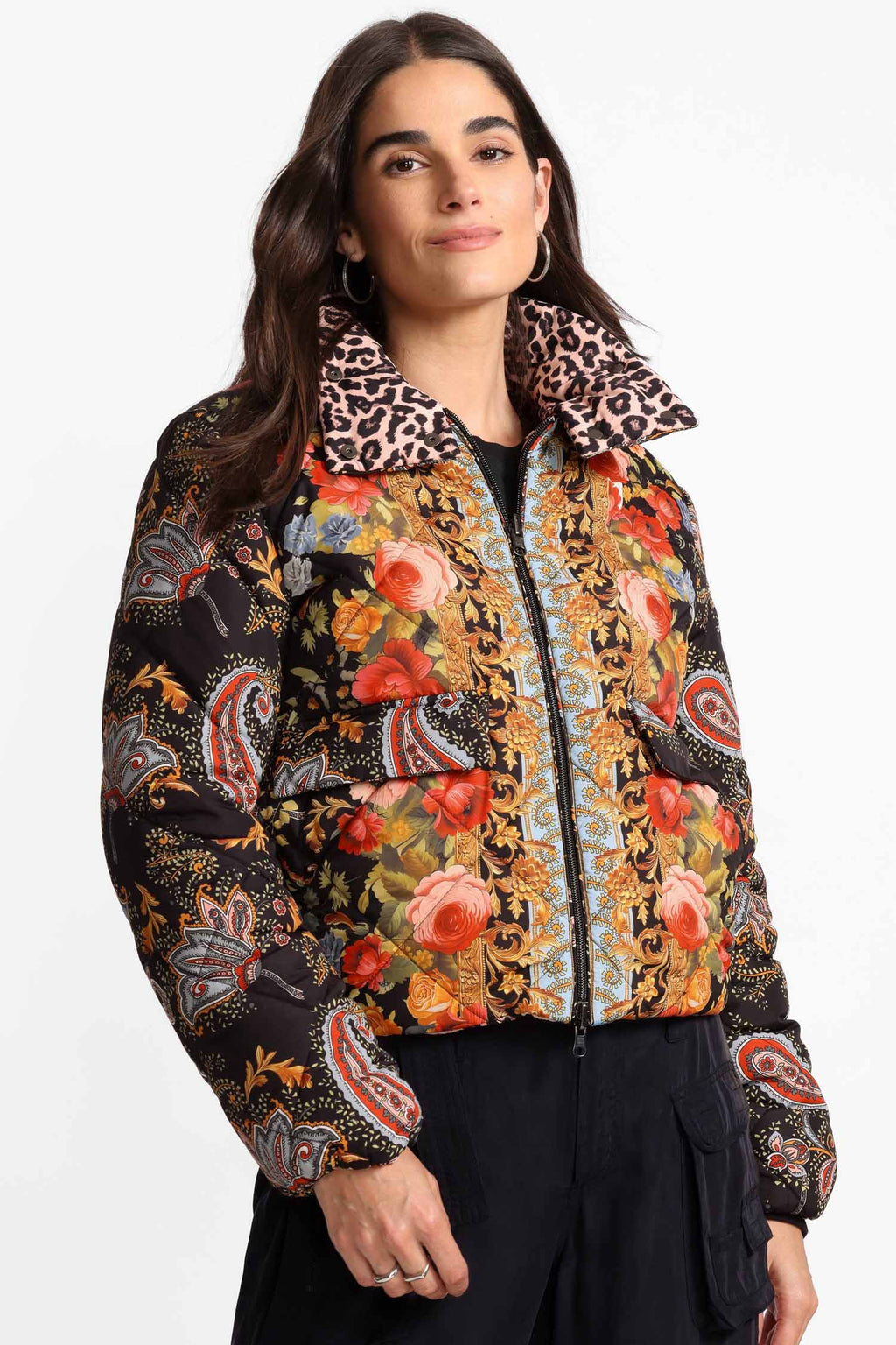 Diamond Quilted Cropped Reversible Puffer in Leto
