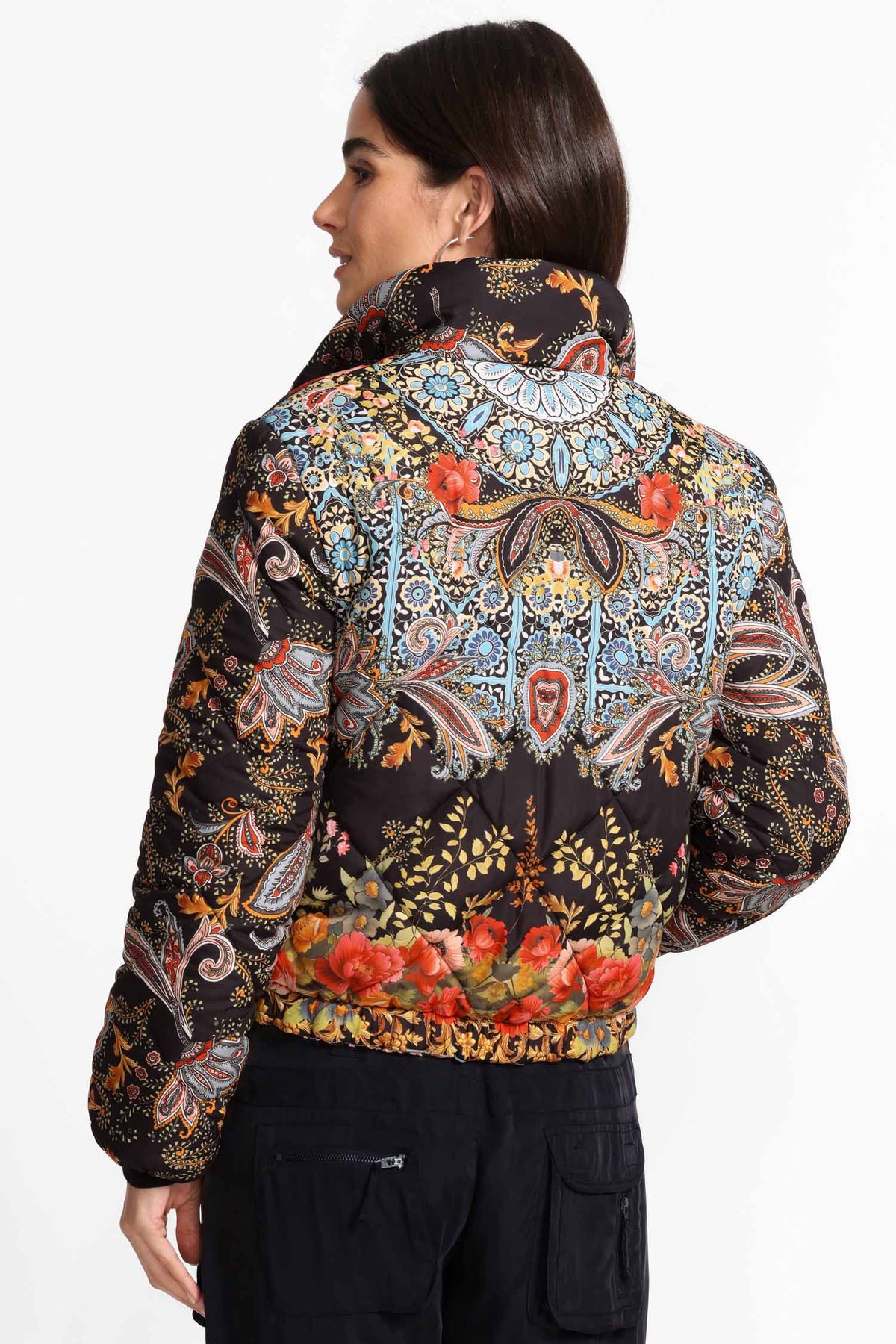 Diamond Quilted Cropped Reversible Puffer in Leto