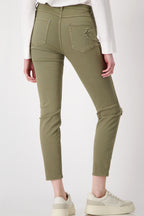 Distressed Denim Jeans with Studs in Green Tea | FINAL SALE