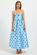 Dottie Strapless Midi Dress in Bluebell/Black