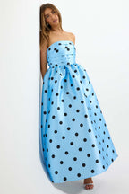 Dottie Strapless Midi Dress in Bluebell/Black