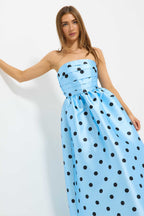 Dottie Strapless Midi Dress in Bluebell/Black
