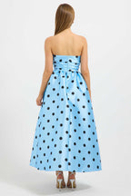 Dottie Strapless Midi Dress in Bluebell/Black