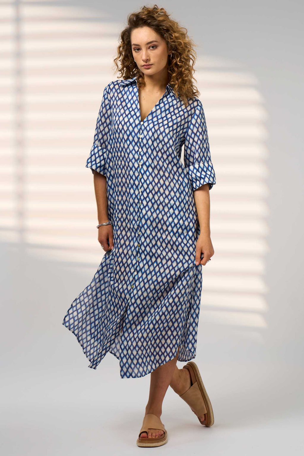 Double Up Shirt Dress in Blue