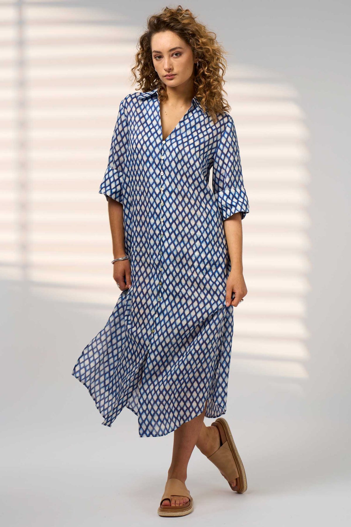 Double Up Shirt Dress in Blue