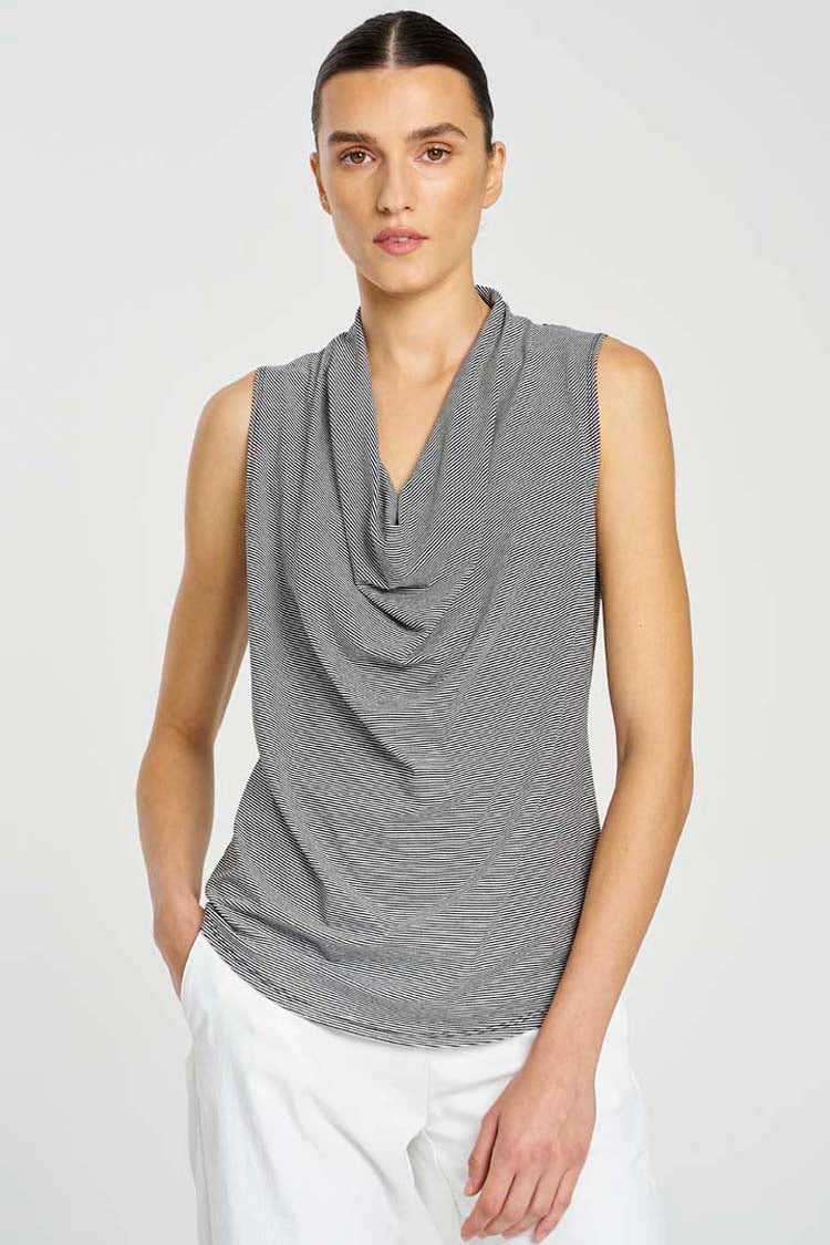 Drape Shell in Caviar Stripe