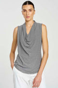Drape Shell in Caviar Stripe