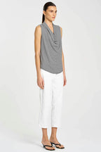 Drape Shell in Caviar Stripe