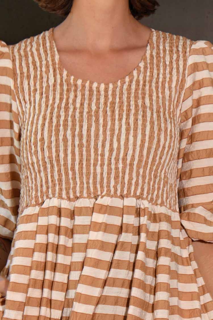Walk In The Park Dress in Coffee Stripe | FINAL SALE