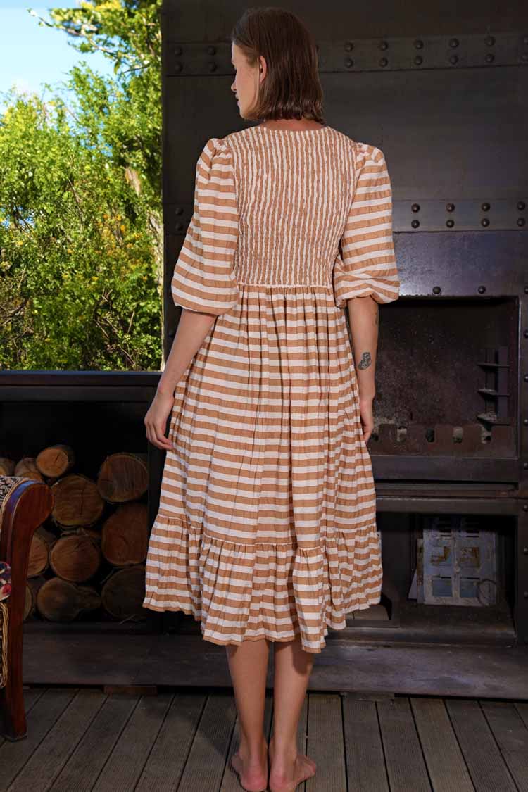 Walk In The Park Dress in Coffee Stripe | FINAL SALE