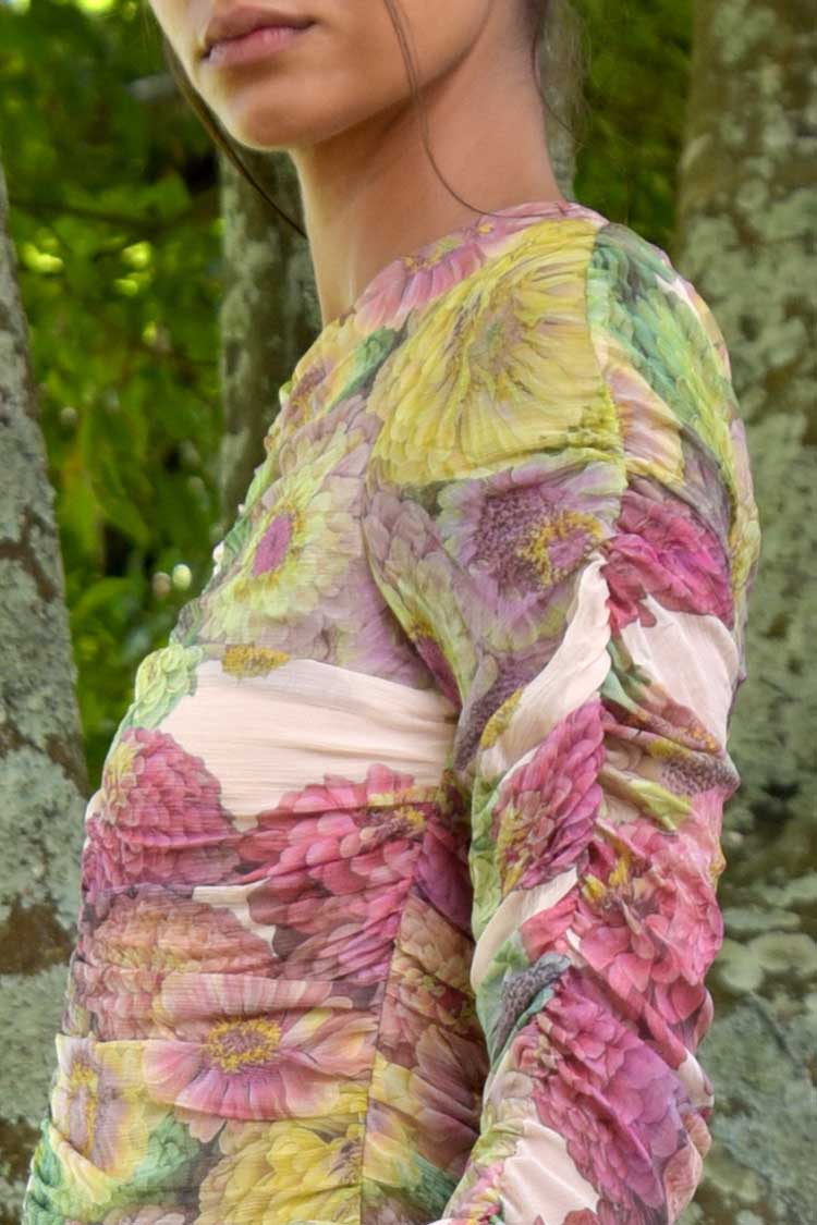 Sugar Rouche Dress in Dahlia Floral | FINAL SALE