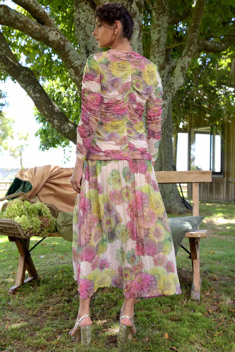 Sugar Rouche Dress in Dahlia Floral | FINAL SALE