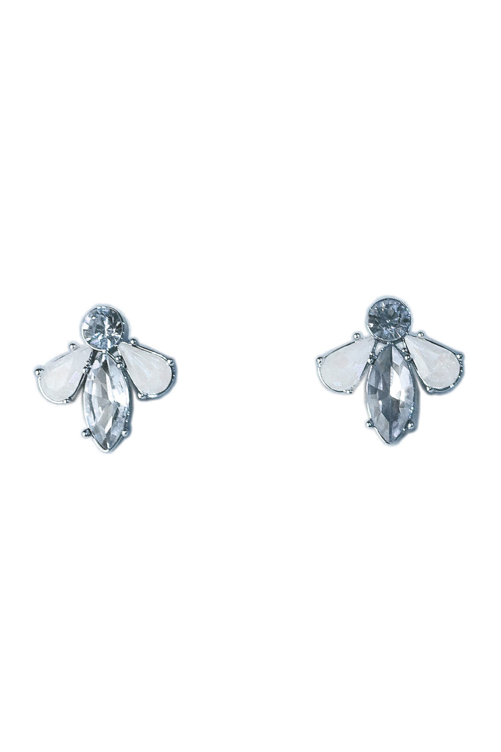 Angela Crystal Earrings in Clear Misty White