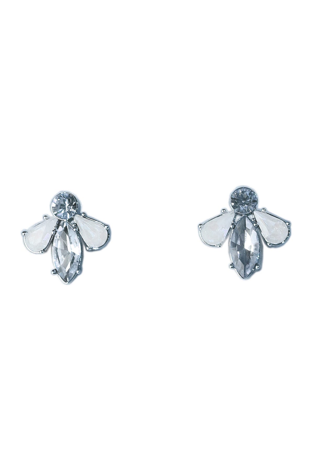 Angela Crystal Earrings in Clear Misty White