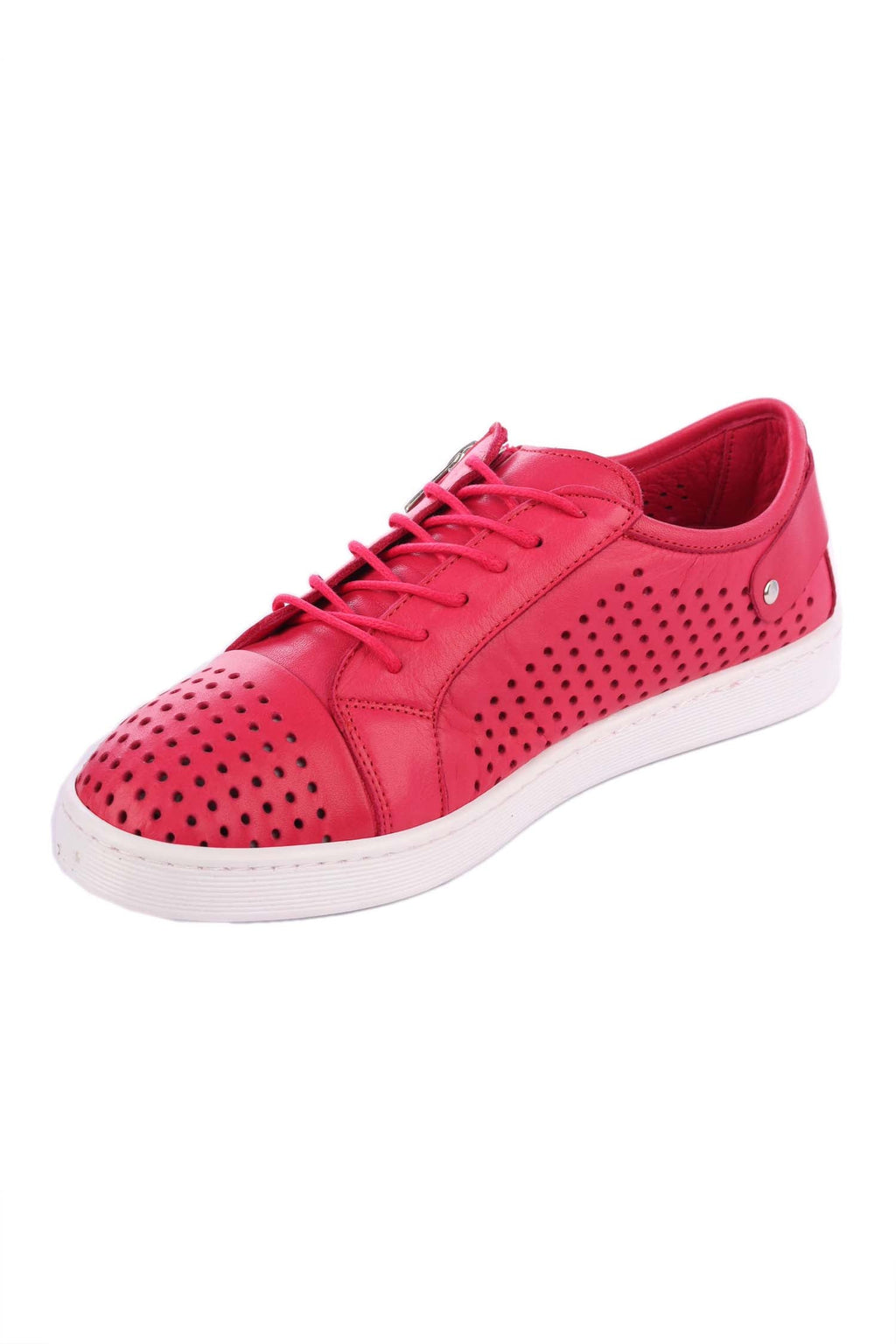 EG17 Zipped Punched Leather Sneakers in Berry