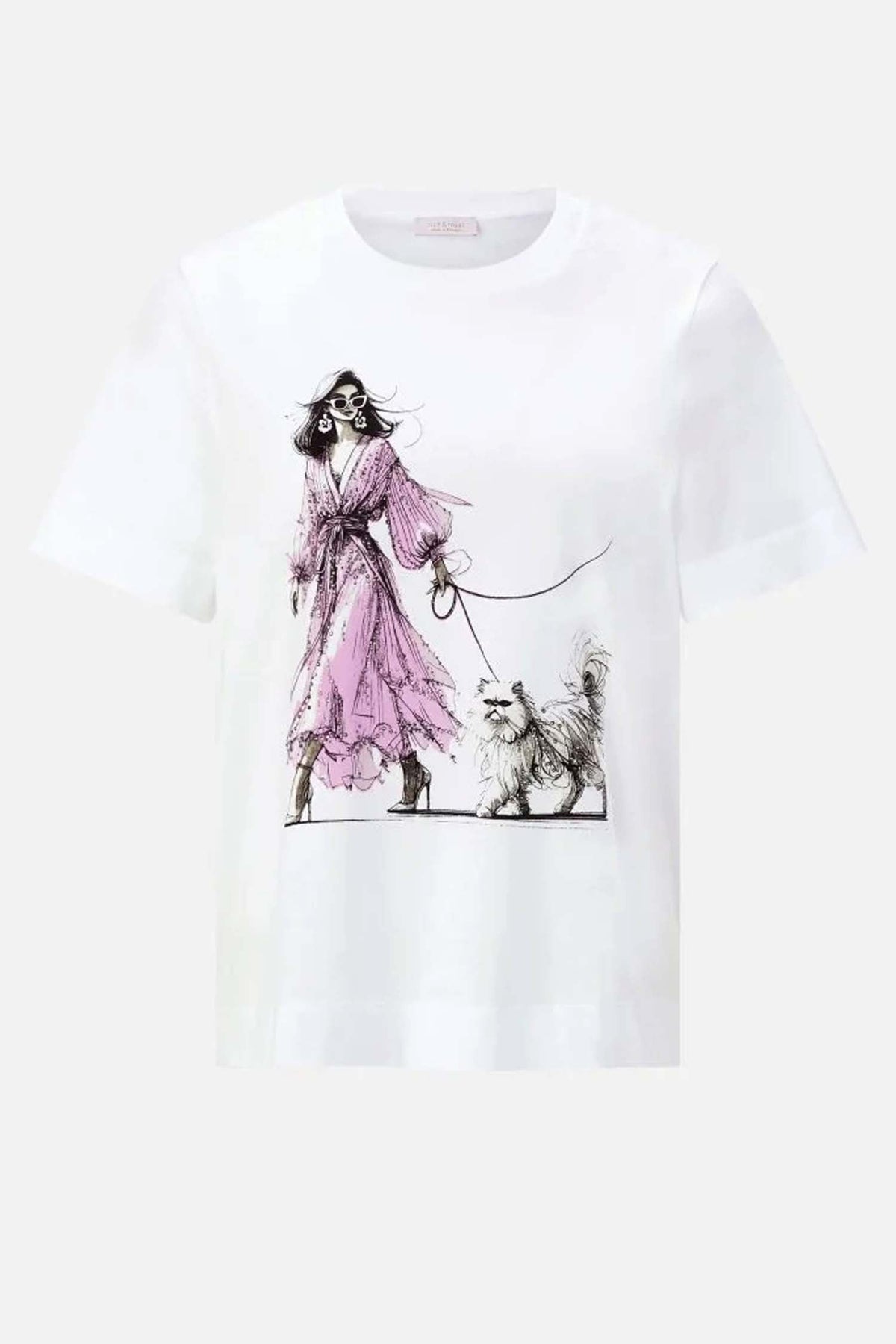 Easy Fit T-Shirt Woman and Cat in White