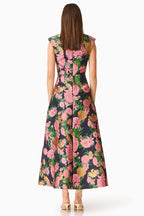 Eclore Maxi Dress in Pink Black Multi