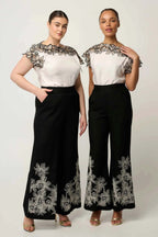 Eleanor Embroidery Detail Wide Neck Top in Ivory