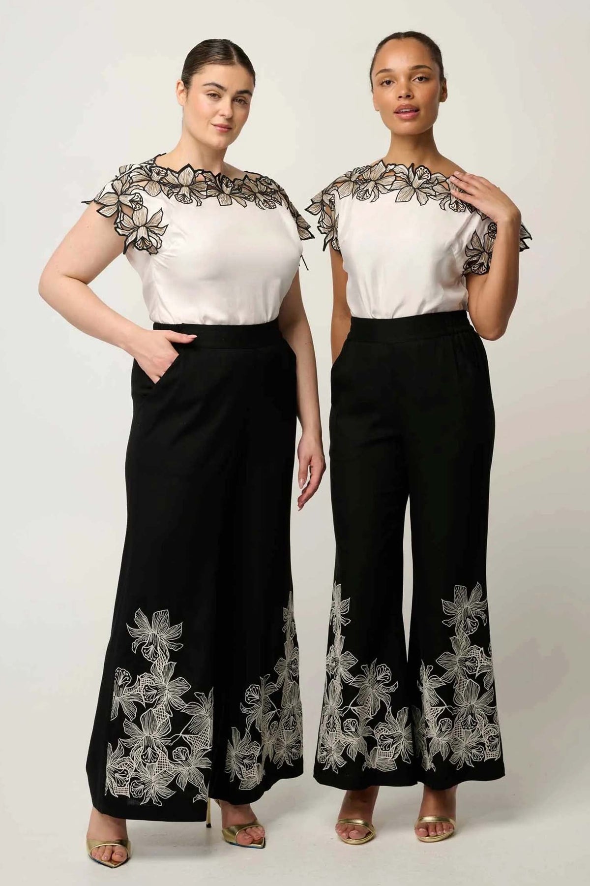 Eleanor Embroidery Detail Wide Neck Top in Ivory
