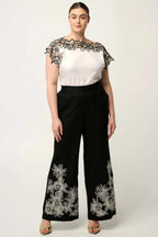 Eleanor Embroidery Detail Wide Neck Top in Ivory