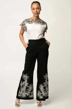 Eleanor Embroidery Detail Wide Neck Top in Ivory