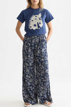 Eleni High-Rise Wide Leg 30" Pants in Lucky Bandana Dress Blues