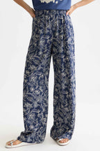 Eleni High-Rise Wide Leg 30" Pants in Lucky Bandana Dress Blues