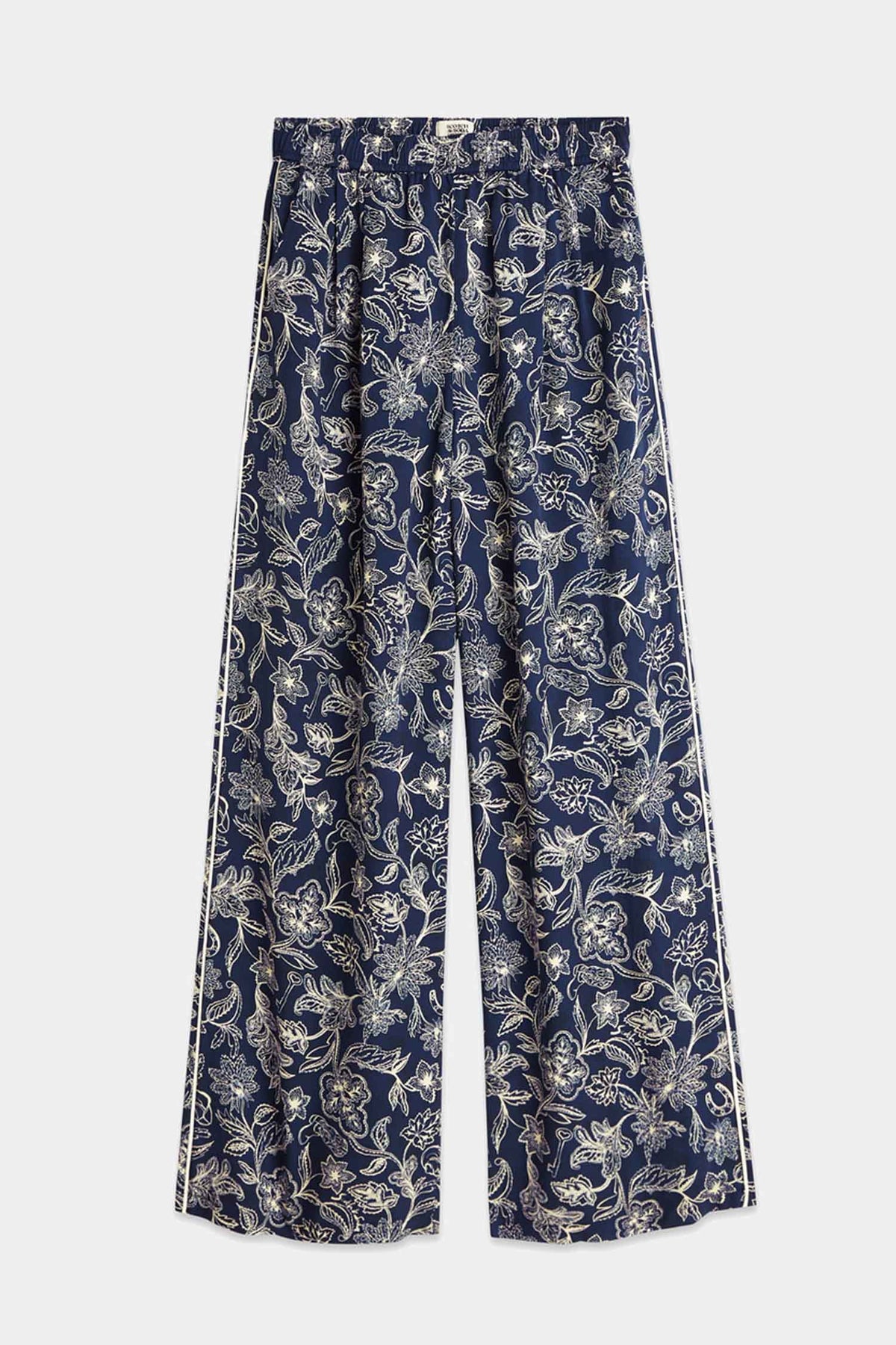 Eleni High-Rise Wide Leg 30" Pants in Lucky Bandana Dress Blues