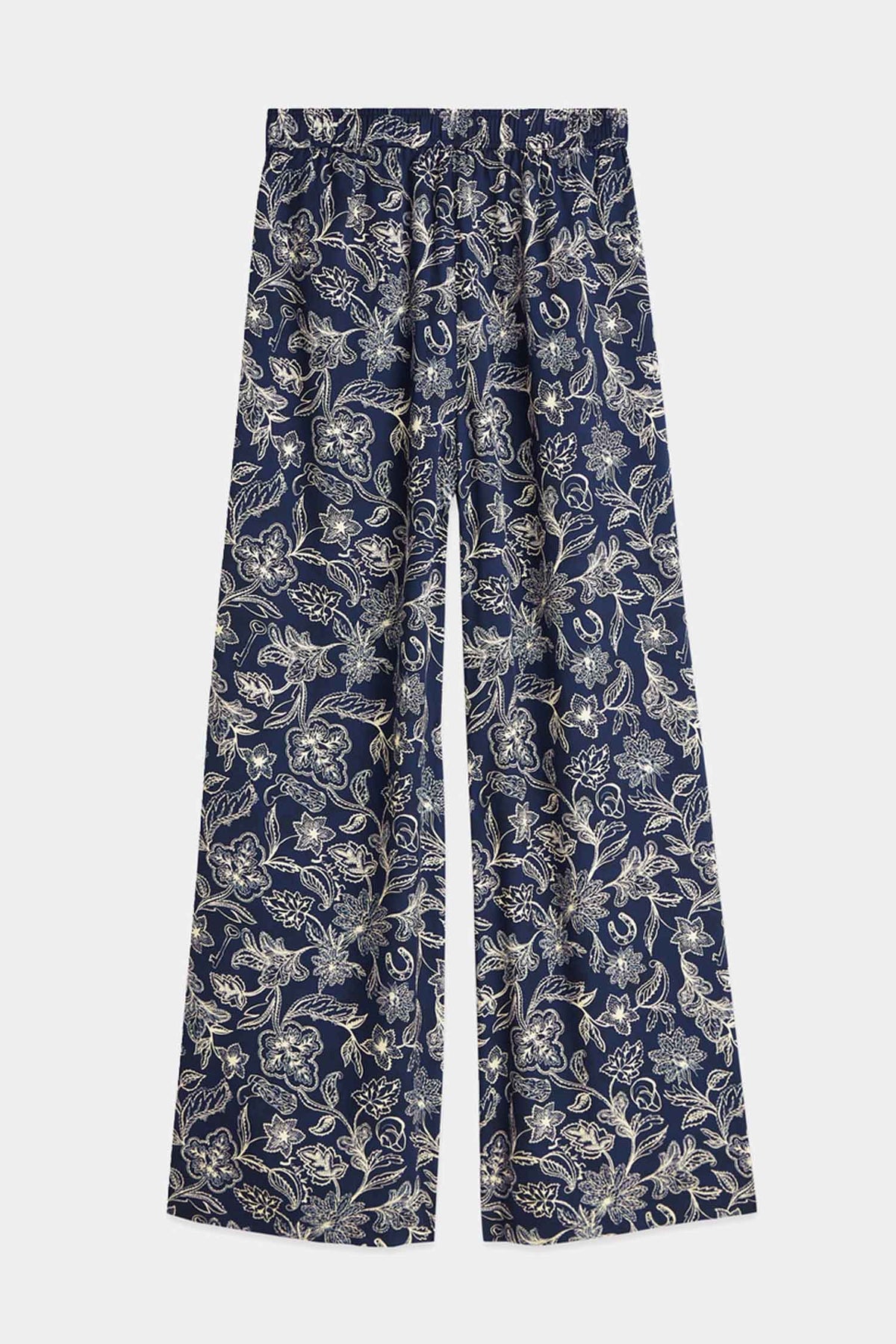 Eleni High-Rise Wide Leg 30" Pants in Lucky Bandana Dress Blues