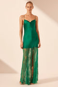 Elle Silk Lace Cowl Maxi Dress in Emerald | FINAL SALE