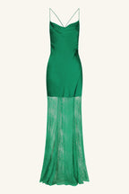 Elle Silk Lace Cowl Maxi Dress in Emerald | FINAL SALE