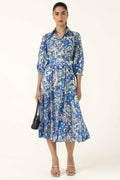 Elmridge Dress in Blue White Silver
