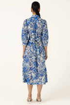 Elmridge Dress in Blue White Silver