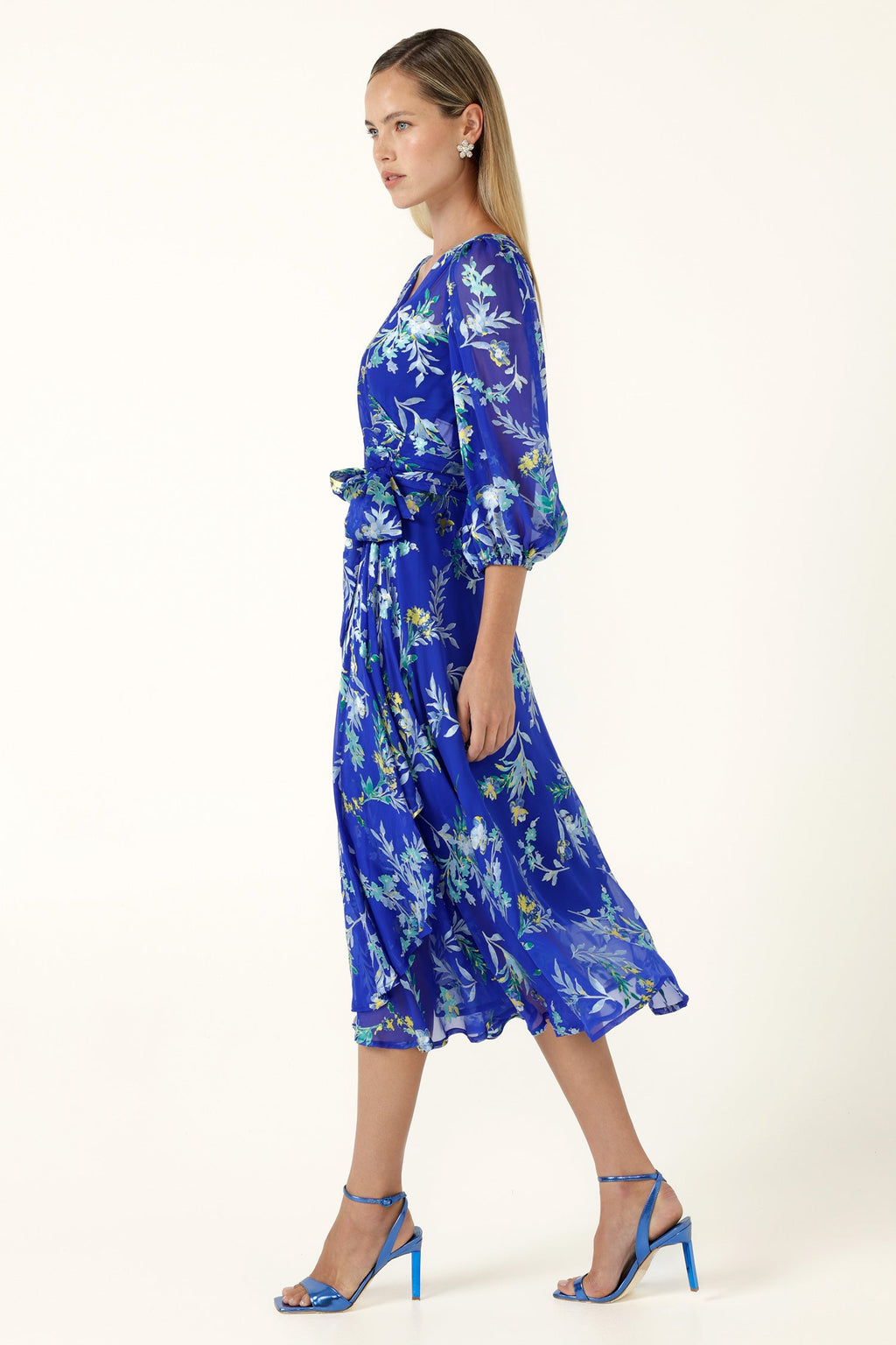 Elspeth Wrap Dress in Sapphire Floral