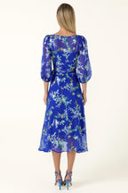 Elspeth Wrap Dress in Sapphire Floral
