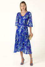 Elspeth Wrap Dress in Sapphire Floral