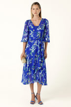 Elspeth Wrap Dress in Sapphire Floral