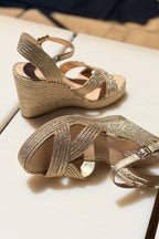 Emarson Rope Wedge Heels in Gold