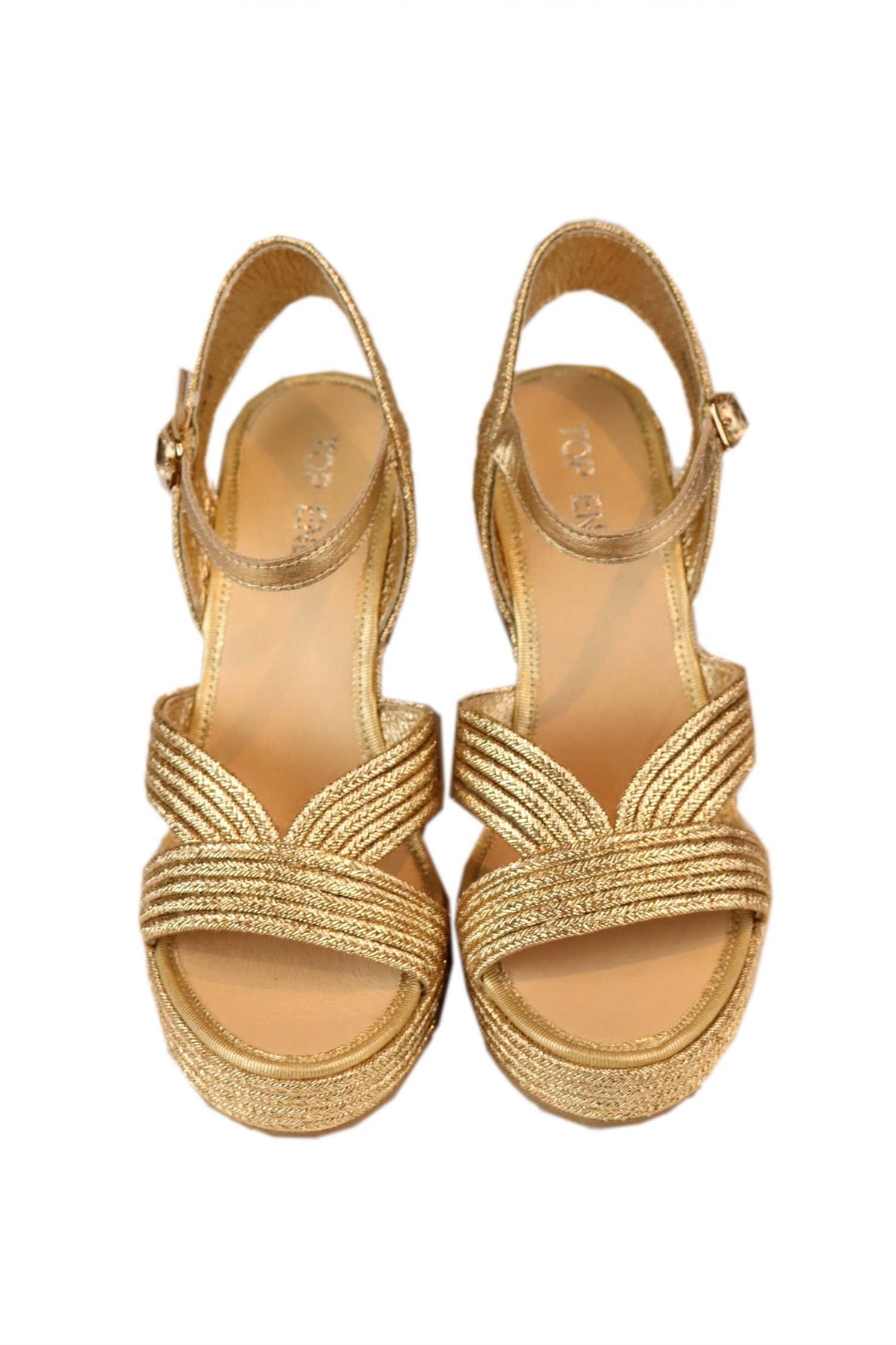 Emarson Rope Wedge Heels in Gold