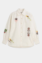Embroidered Girlfriend Shirt in Eggnog